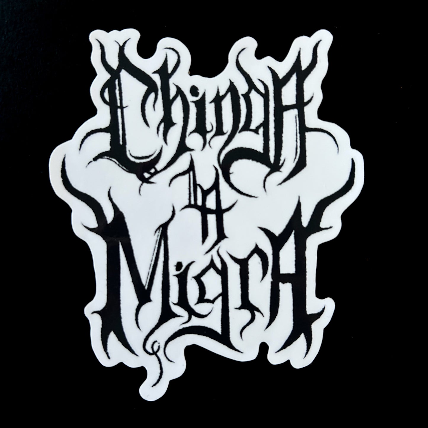 CHINGA LA MIGRA metal logo sticker.