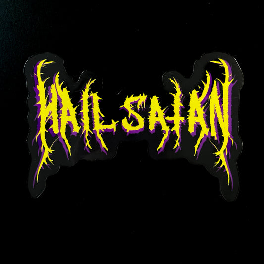 HAIL SATAN metal logo sticker.